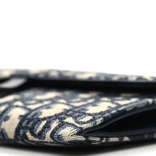 Dior Small Saddle Long Wallet With Chain Blue Oblique Canvas Brass Hardware - Image 5