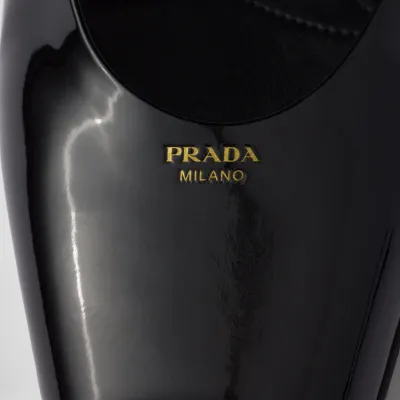 PRADA Patent paint leather Flat Shoes Black Ballet Shoes