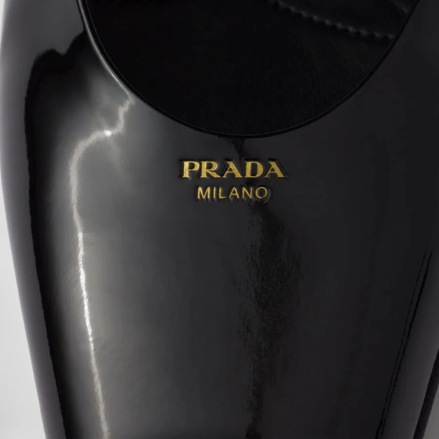 PRADA Patent paint leather Flat Shoes Black Ballet Shoes