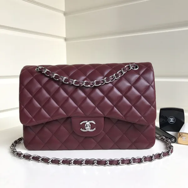 Chanel CF Wine Red / Light Yellow Quilted Lambskin Leather Crossbody Bags - Image 6
