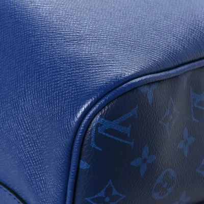 Louis Vuitton Keepall Bandouliere 50 Pacific Blue Taiga Leather & Monogram Eclipse Canvas Silver Hardware