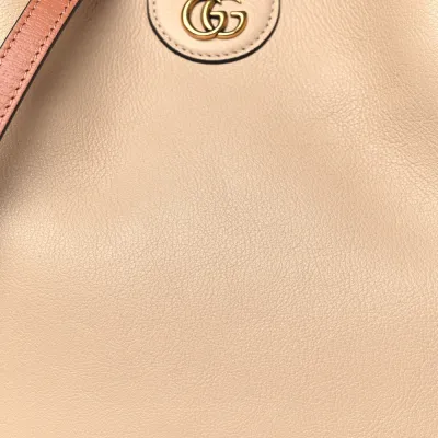 Gucci Small Diana Shoulder Bag Light Beige Textured Dollar Calfskin Leather Aged Gold Hardware