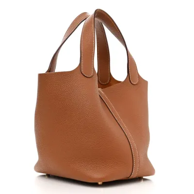 Hermès Picotin Lock 18 PM Brown Taurillon Clemence Leather Gold Hardware