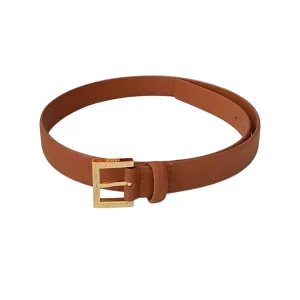 Prada Women' s Square Buckle Belt In Brown/White/Black Calfskin With Gold/Silver Hardware 25mm