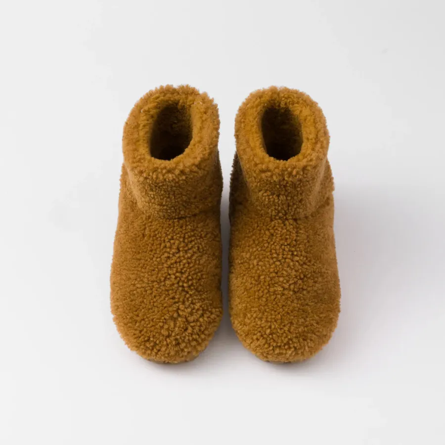 PRADA Brown sheepskin ankle boots