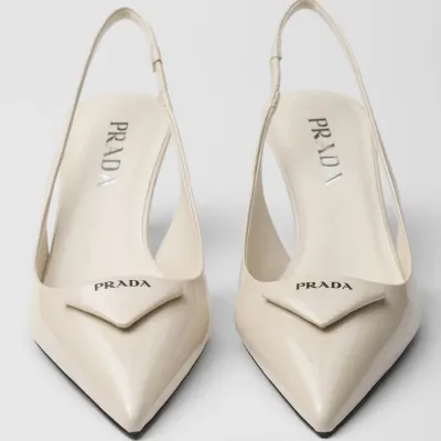 PRADA Patent paint leather White High Heels Shoes