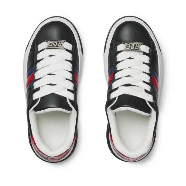 Gucci Ace series black sneakers woven fabric women's sports shoes - Image 3