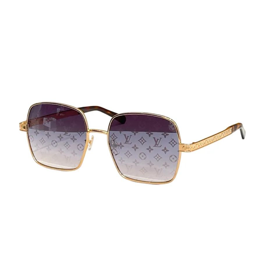 Louis Vuitton square frame glasses brown/grey silver/black/black gold/purple monogram/brown monogram color Size 56口19-145