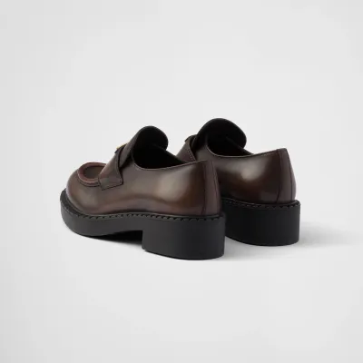 PRADA Dark brown Chocolate leather loafers