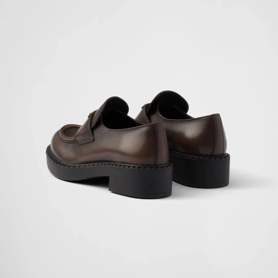 PRADA Dark brown Chocolate leather loafers