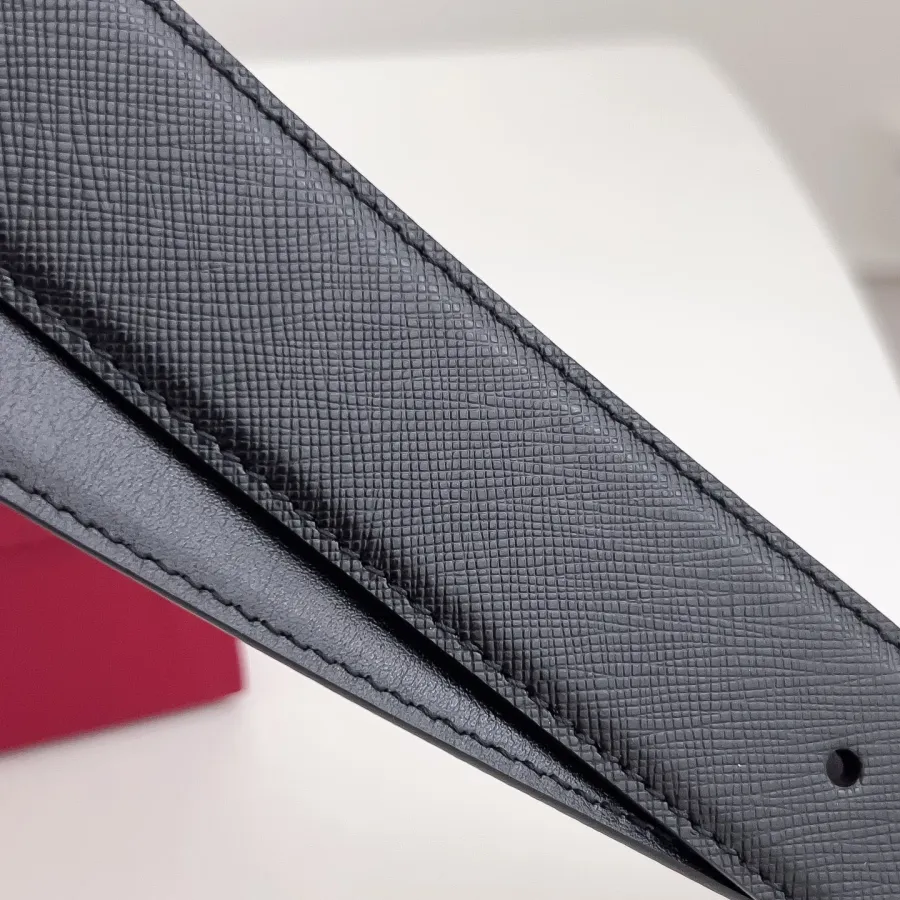 Ferragamo Men's Thin Double Gancini Buckle Reversible Belt In Black Saffiano Calfskin With Gold/Silver Hardware 35mm