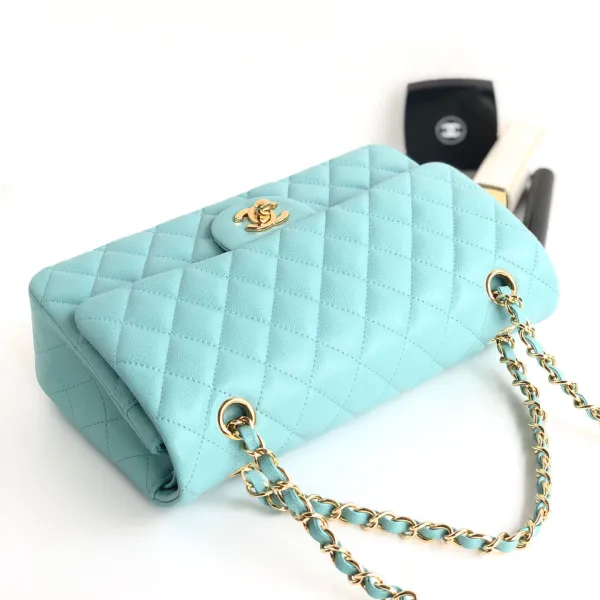 Chanel CF Litchi grain Tiffany blue silver buckle gold buckle 25cm Crossbody Bags - Image 5