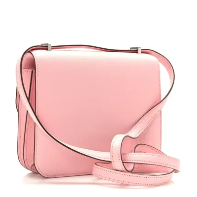 Hermès Constance 18 Rose Sakura Chèvre Mysore Leather Silver Hardware