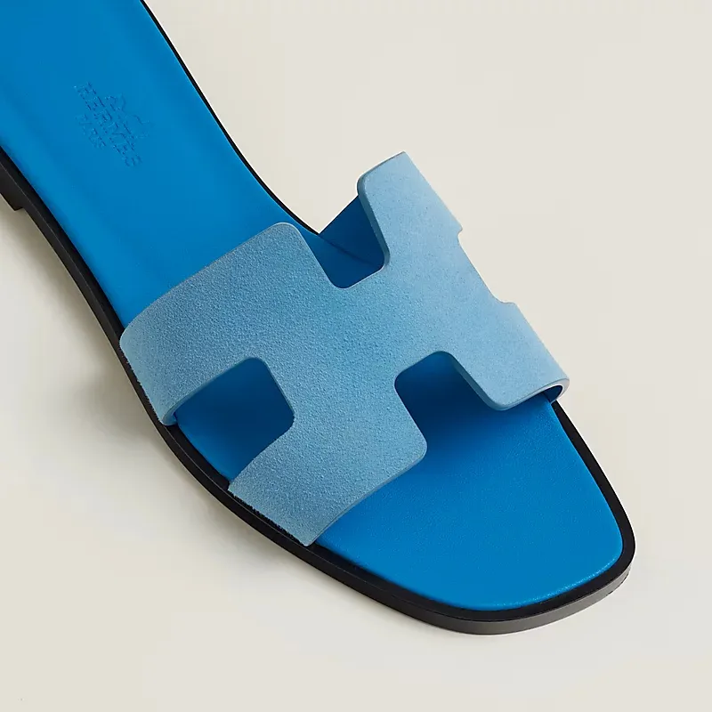 HERMES Oran Blue Slippers