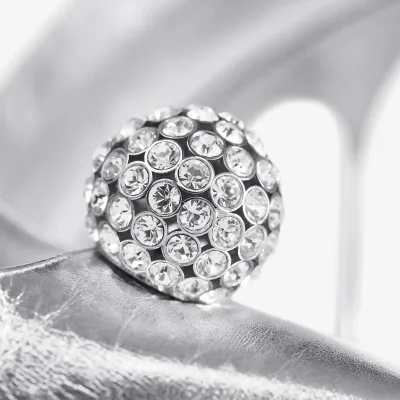 JIMMY CHOO Silver metallic leather high heels