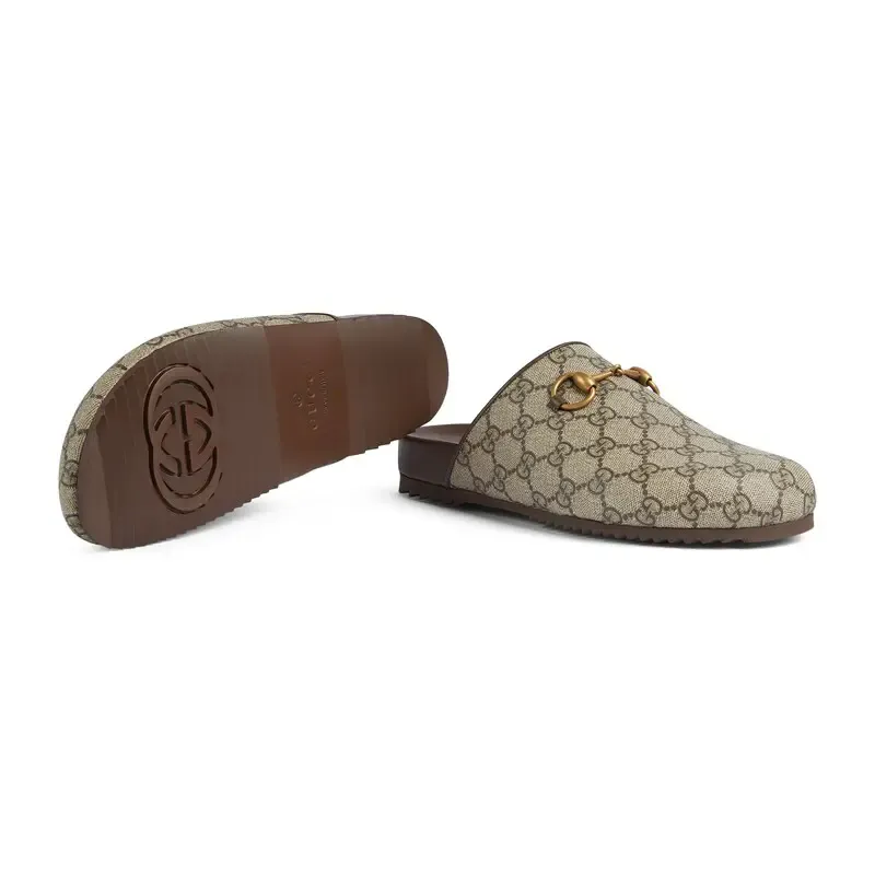 Gucci horseshoe buckle baotou round headed brown slippers