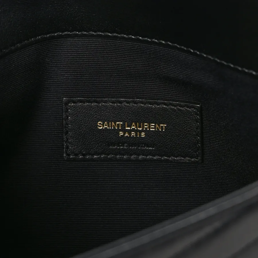 Saint Laurent Medium Uptown Clutch Black Chevron Monogram Calfskin Matelasse Leather Gold Hardware