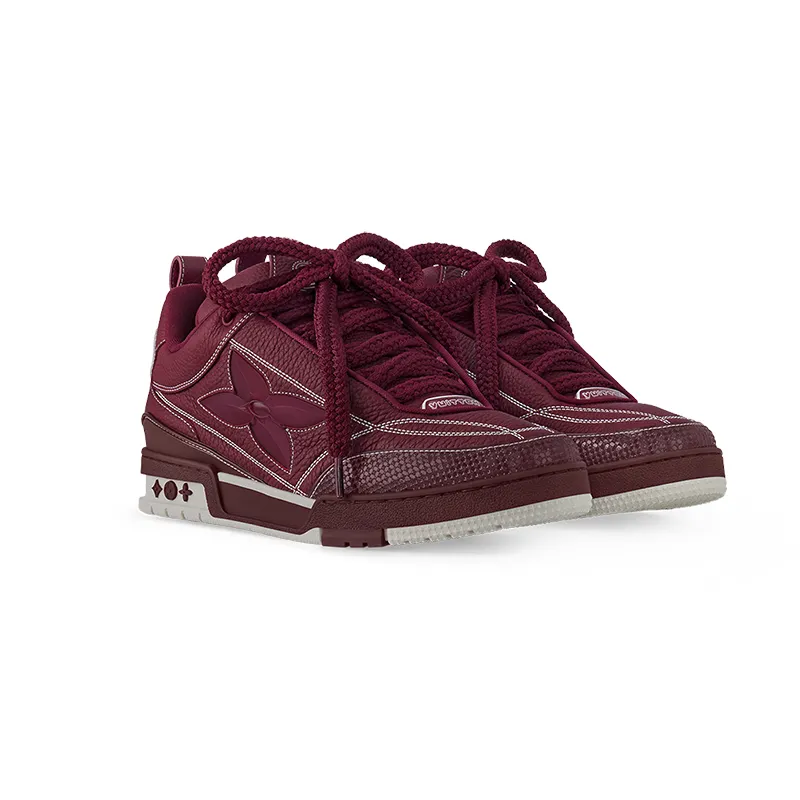 Louis Vuitton Men's wine-red grainy calfskin skateboard sneakers