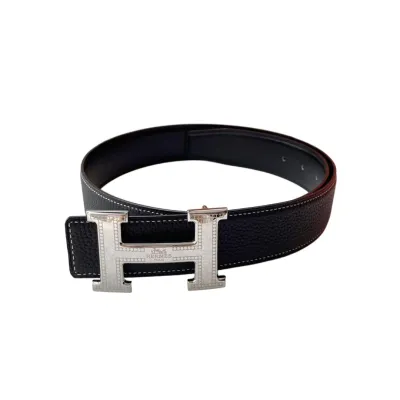 Hermès Men' s H Buckle Belt In Black/Etoupe/Brown Calfskin With Gold/Silver Hardware 38mm