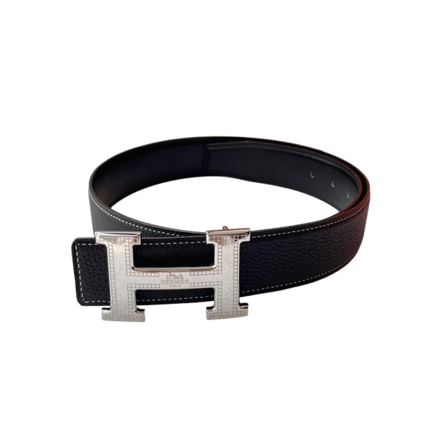 Hermès Men' s H Buckle Belt In Black/Etoupe/Brown Calfskin With Gold/Silver Hardware 38mm