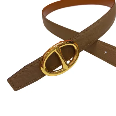 Hermès Women' s Roulis Buckle Belt In Etoupe/Black/White/Pink/Brown Epsom Calfskin With Gold Hardware 24mm