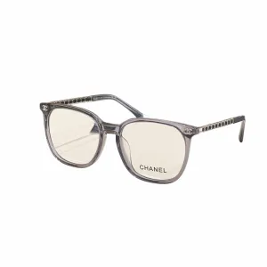 CHANEL transparent square frame glasses silver color size 53口19-145