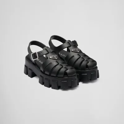 PRADA Black rubber Monolith sandals