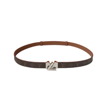 Louis Vuitton Women's GO-14 Adjustable Belt In Black/Brown/White Calfskin And Monogram Canvas With Gold/Silver Hardware 20mm