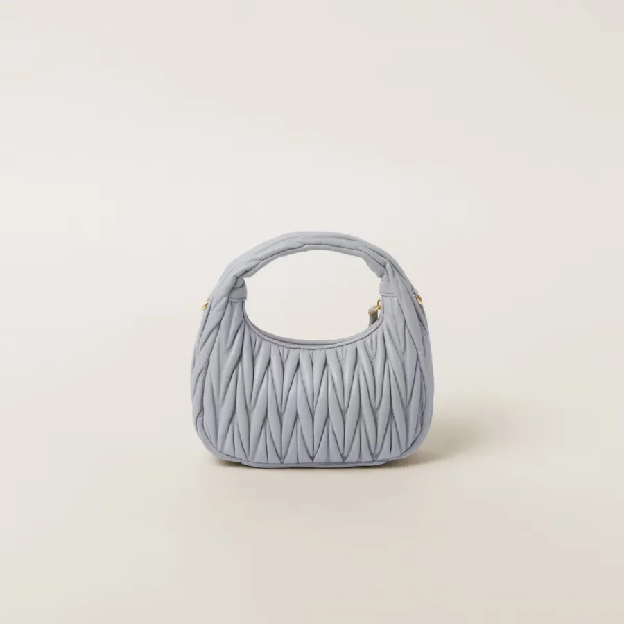 Miu Miu Wander Matelassé Quilted Lambskin Leather handbag Blue Crossbody Bags