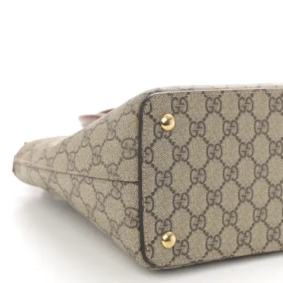 Gucci Medium Zip Top Tote Beige GG Supreme Monogram Canvas Gold Hardware