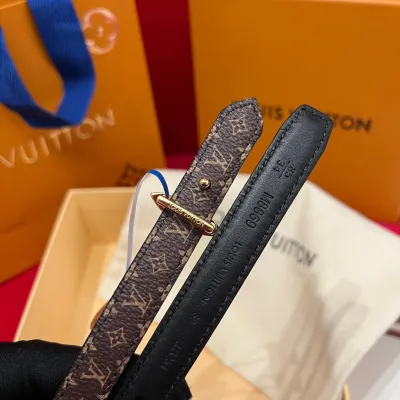 Louis Vuitton Women's Mini Flowergram Reversible Belt In Black Calfskin And Monogram Canvas With Gold/Silver/Pink/Black Hardware 15mm