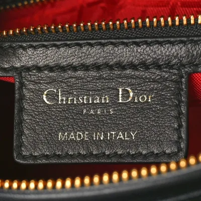 Dior Medium Lady Dior Black Cannage Lambskin Leather Gold Hardware