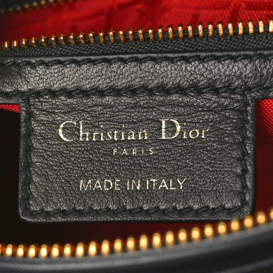 Dior Medium Lady Dior Black Cannage Lambskin Leather Gold Hardware