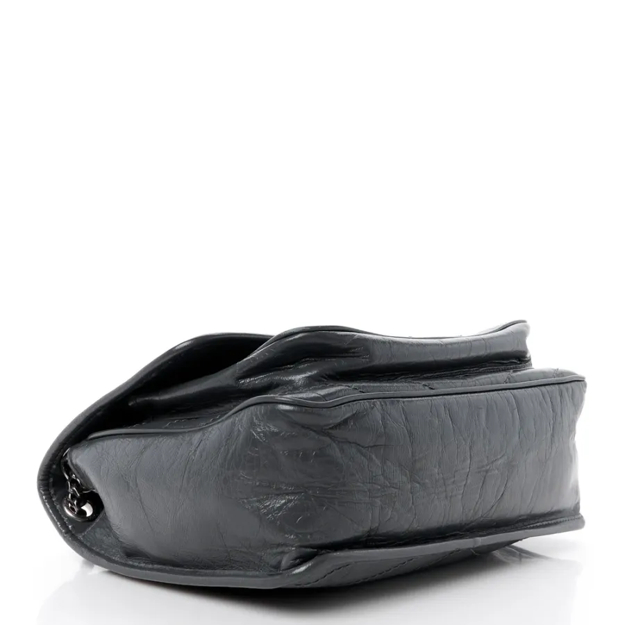 Saint Laurent Medium Niki Chain Satchel Storm Crinkled Monogram Calfskin Matelasse Leather