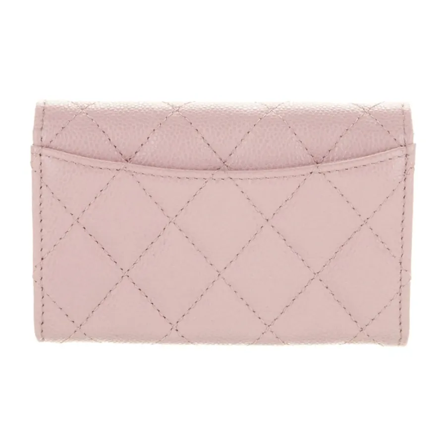 Chanel Small Interlocking CC Logo Compact Wallet Pink Quilted Leather Silver Hardware