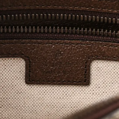 Gucci Small Web Ophidia Messenger Bag Beige / Ebony / New Acero GG Supreme Monogram Canvas & Calfskin Leather Gold Hardware