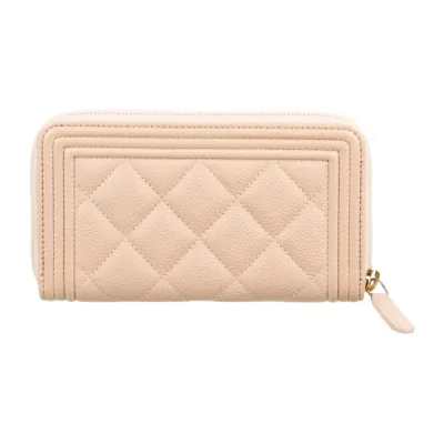Chanel Medium Boy Continental Wallet Neutrals Quilted Leather Gold Hardware