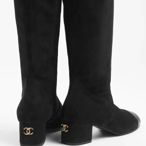 Chanel Long boots black suede, calfskin, sheepskin - Image 4