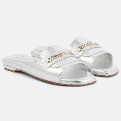 Christian Louboutin Silver flat slipper sandals