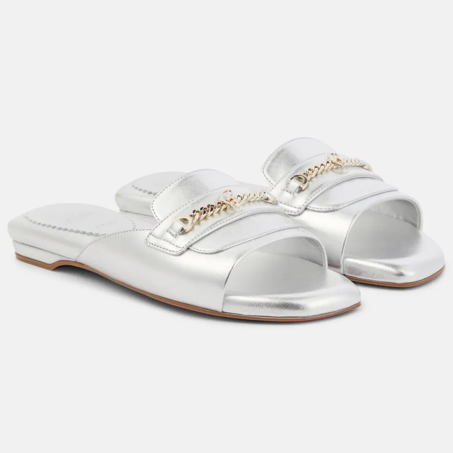 Christian Louboutin Silver flat slipper sandals