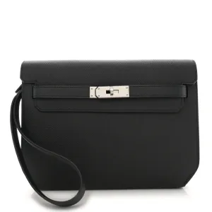 Hermès Kelly Dépêches 25 Pouch Black Epsom Leather Palladium Hardware