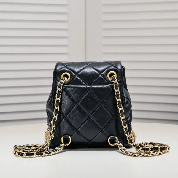 Chanel Black / White / Red / Pink Quilted Lambskin Leather Backpacks - Image 4