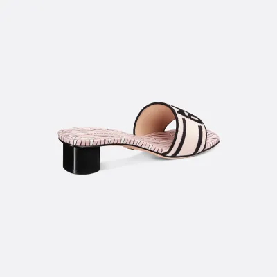 Dior pink thick bottom square head high-heeled slippers