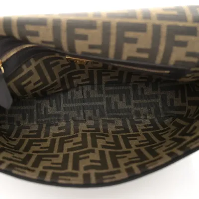 Fendi Medium FF 1974 Baguette Tobacco/Moro/Black Jacquard Fabric Gold Hardware