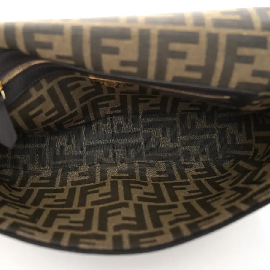 Fendi Medium FF 1974 Baguette Tobacco/Moro/Black Jacquard Fabric Gold Hardware
