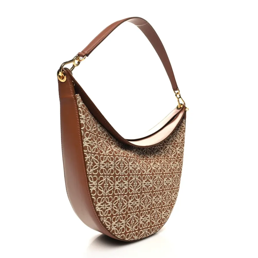 Loewe Luna Bag Medium Tan Pecan Jacquard Anagram Calfskin Leather