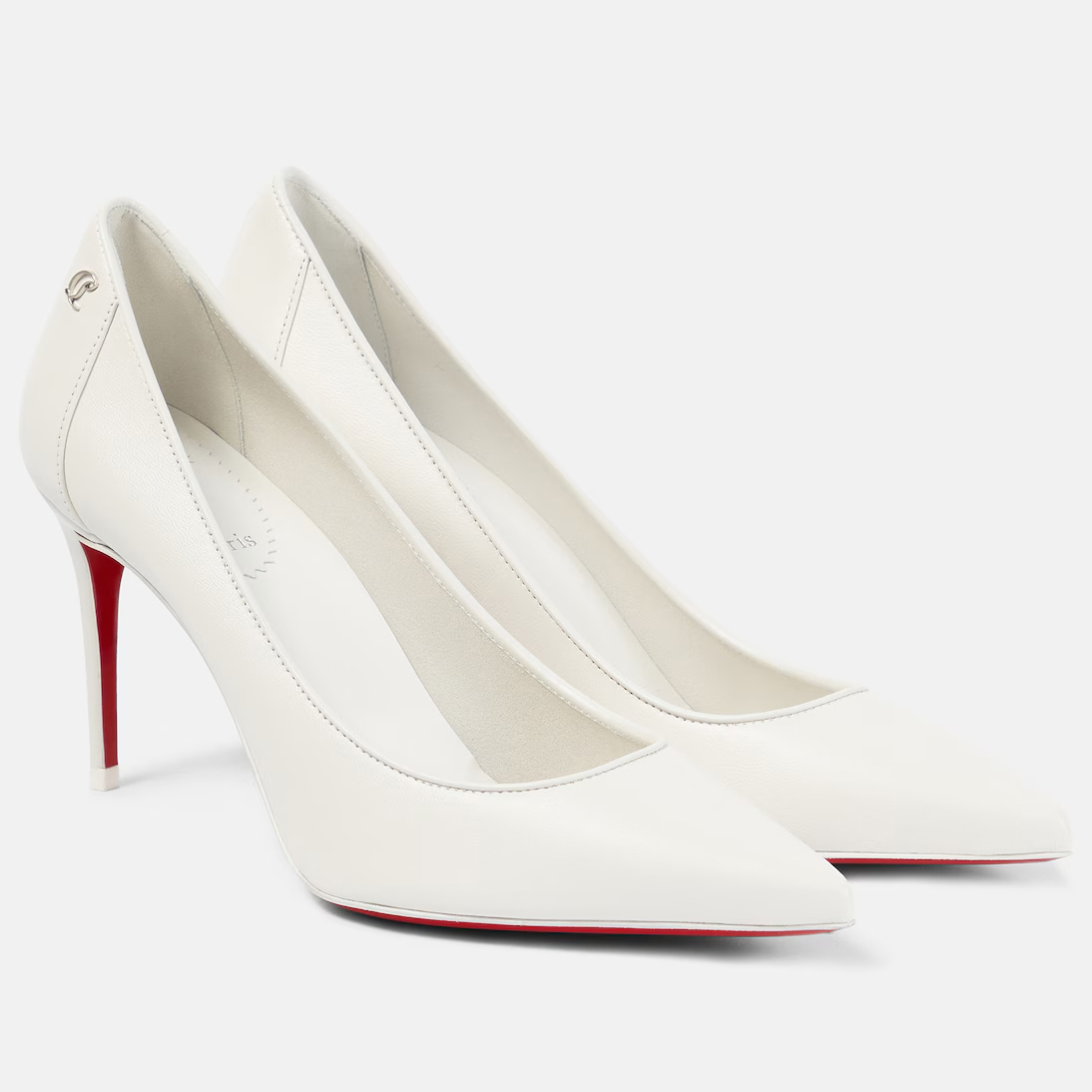 Christian Louboutin Salto agulha de couro branco salto alto