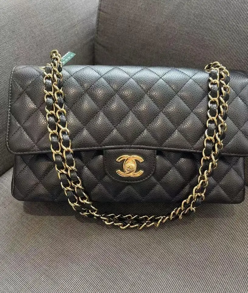 Chanel Double Flap Caviar Black Designer Handbags photo review