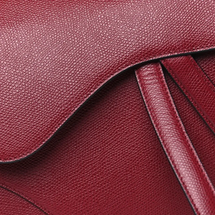 Dior Medium Saddle Bag Red Grained Calfskin Leather Brass Hardware