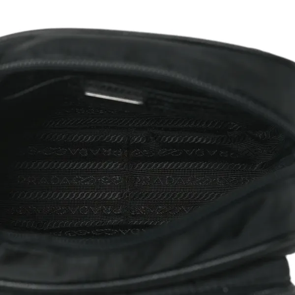 Prada Medium Brique Crossbody Messenger Bag Black Tessuto & Saffiano Leather Silver Hardware - Image 7